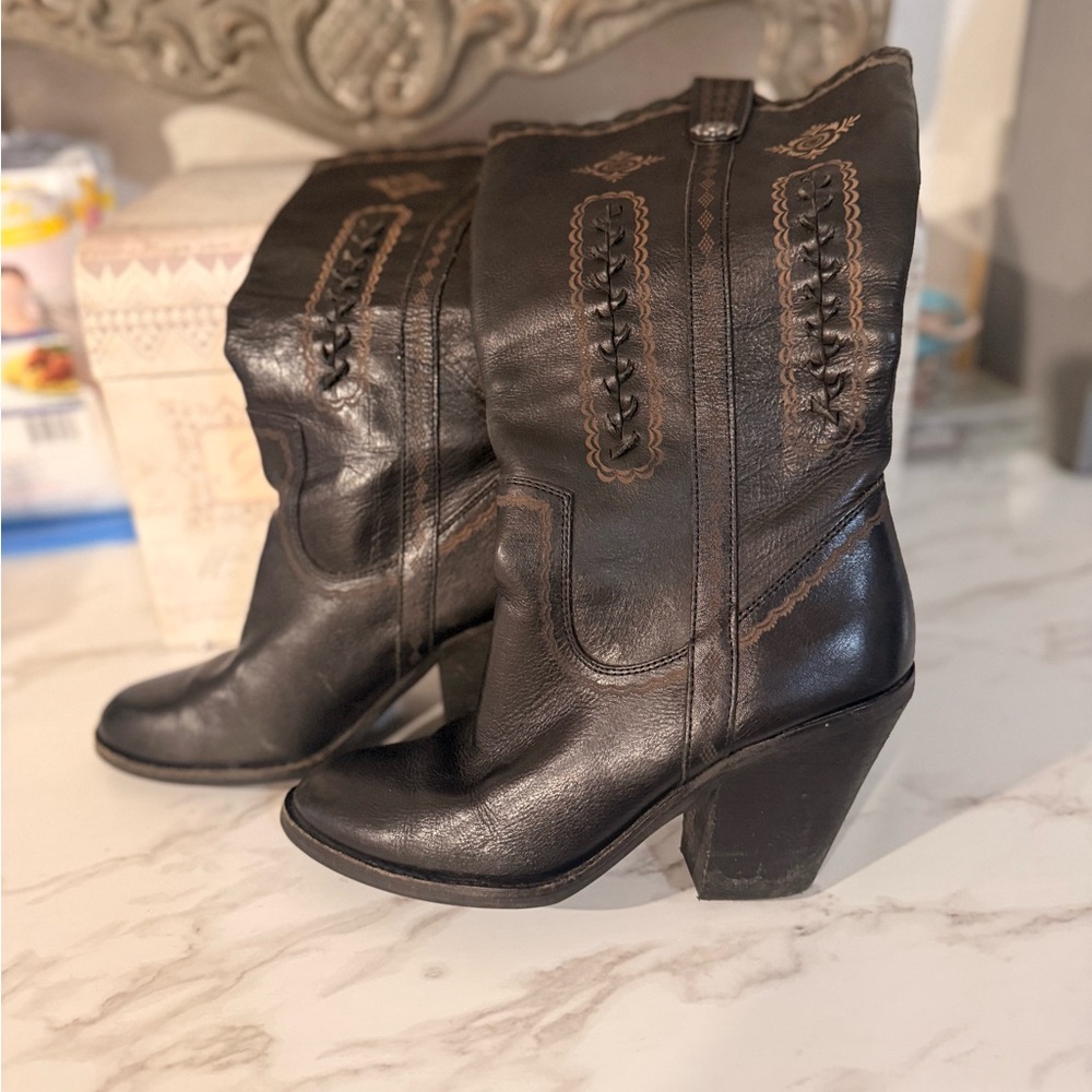 Very Volatile Black Leather Boots